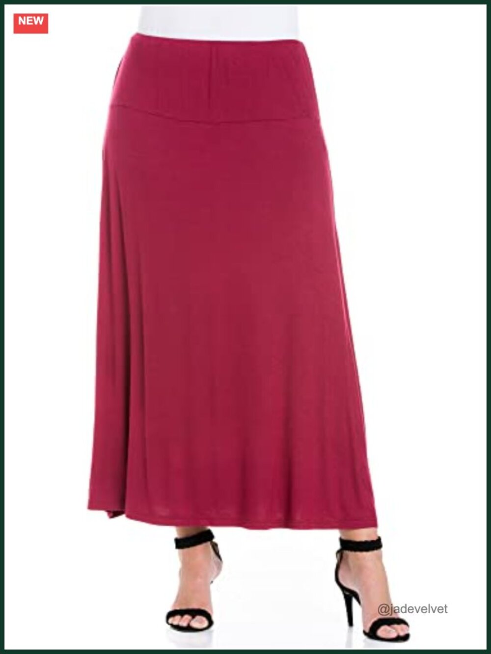 Soft Knit Maxi Skirt Elastic Waist A-Line Ankle Length